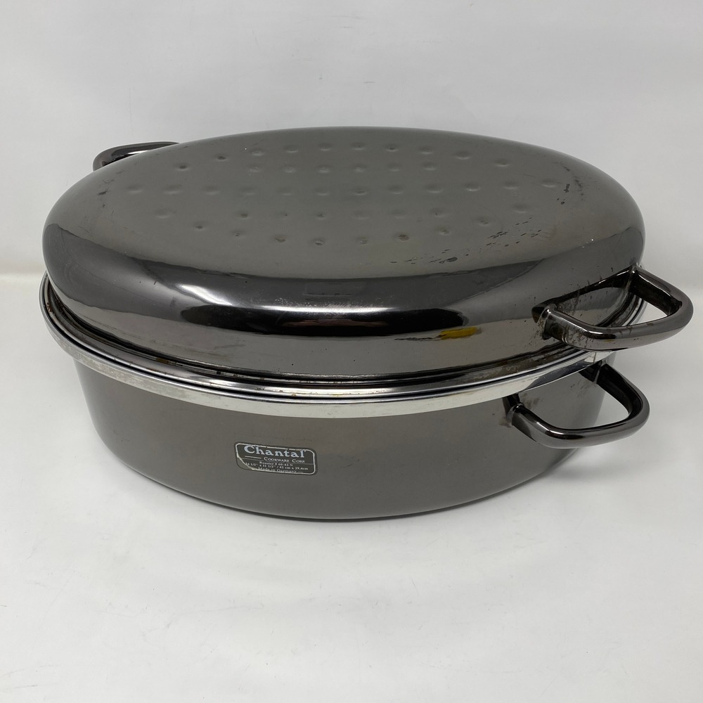 Chantal Roaster Pan 16.5x11.5" Gunmetal Gray Enamel Made in Germany 60-42 N
